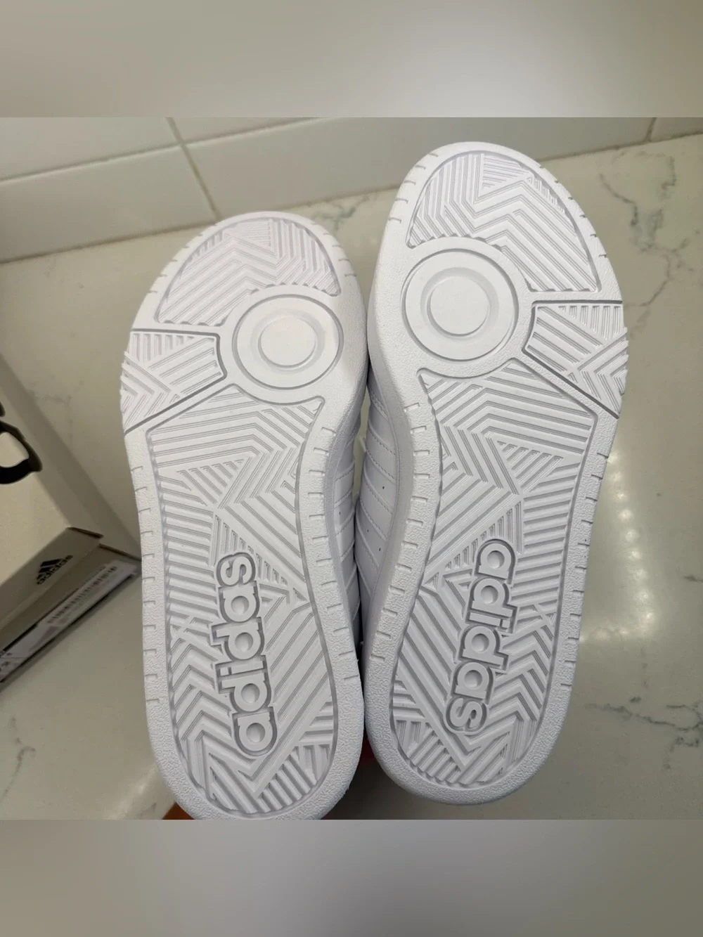 Adidas Hoops 3.0 Women’s All-White Basketball Sneakers Leather Lace Up